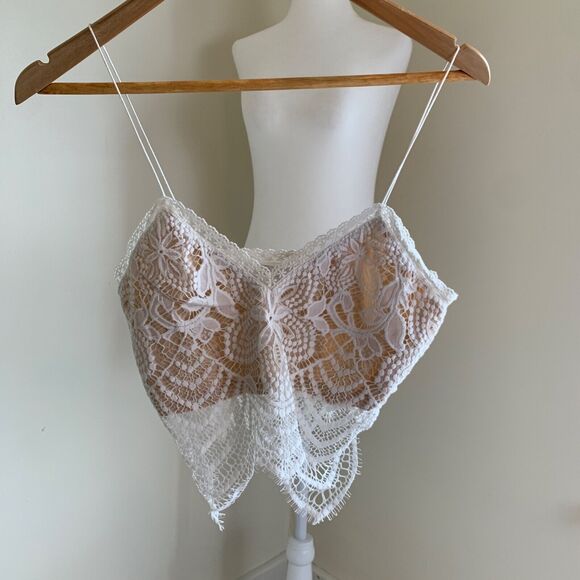 Jhene Aiko x Lovers and Friends Remember Me Top XS White Lace Crop Bralette - Picture 9 of 12